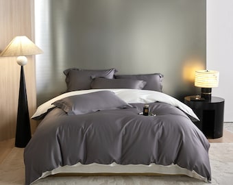Bedding Set – Modern Gray & White Reversible Cotton Comforter for Cozy Home Decor, Soft Lightweight Design, Perfect for All Seasons