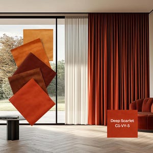 Orange Velvet Blackout Curtains - Custom Made Drapes for Living Room, Luxurious Soft Window Treatment & Stylish Home Decor