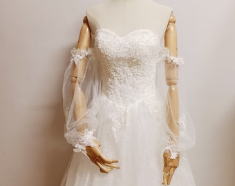 Detachable wedding sleeves,removable  lace sleeves,Detachable straps,boho bridal accessories