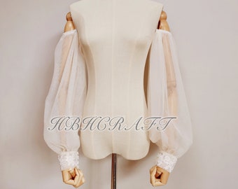EMALZBY Detachable wedding sleeves,removable  lace sleeves,Detachable straps,boho bridal accessories