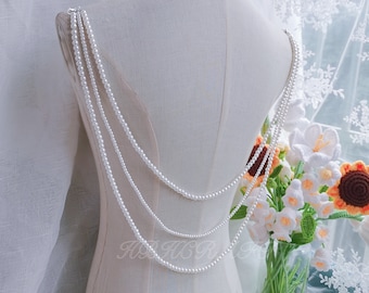 Collier de toile de fond de perles, collier de toile de fond, bijoux de mariage, bijoux de fête, collier de dos de mariée