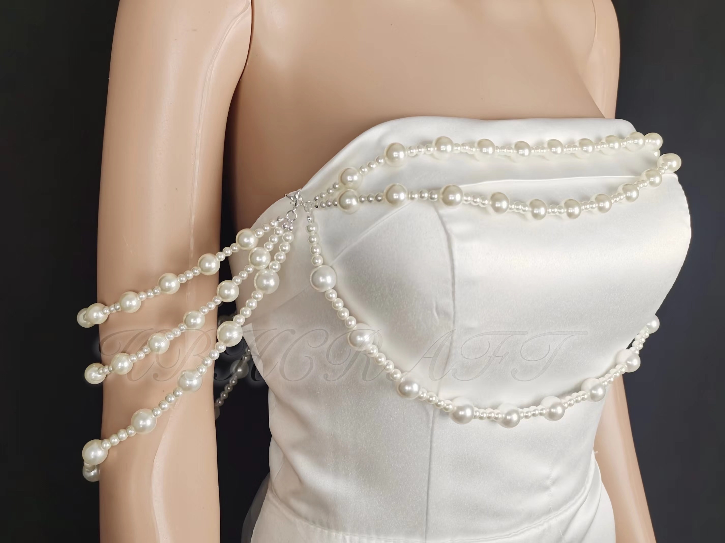 Detachable wedding sleeves,arm jewelry,Detachable straps,crystal pearl shoulder chain,fringe bracelet .boho bridal accessories
