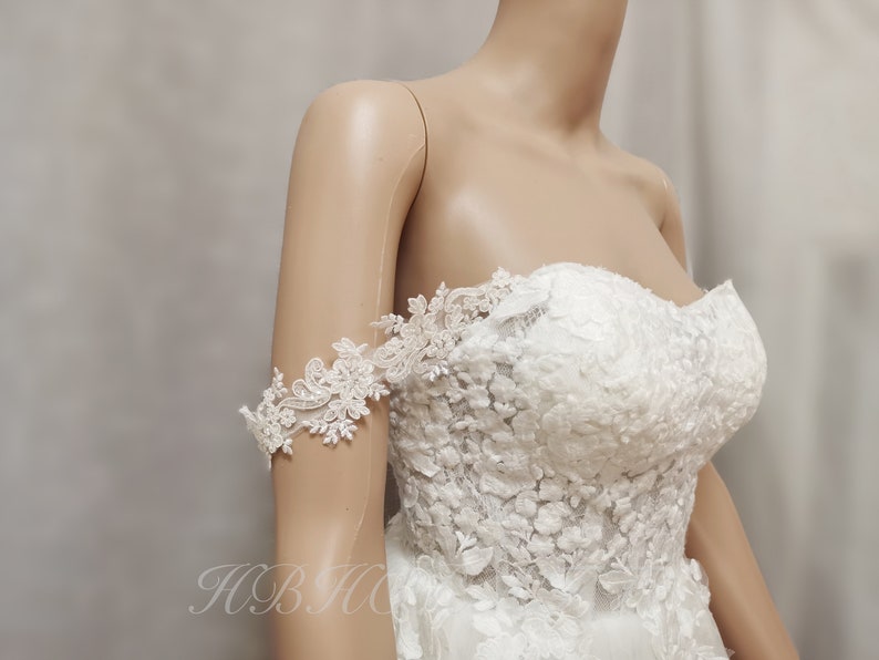 EMALZBY Detachable lace straps, wedding dress straps, lace bridal straps, Detachable Straps, bridal cap sleeve.boho bridal accessories image 4