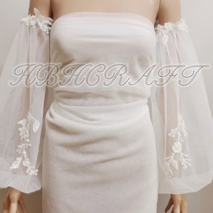EMALZBY Detachable wedding sleeves,removable  lace sleeves,Detachable straps,boho bridal accessories