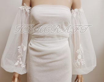 EMALZBY Detachable wedding sleeves,removable  lace sleeves,Detachable straps,boho bridal accessories
