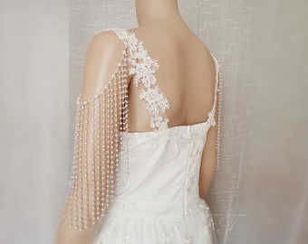 Detachable wedding sleeves,arm jewelry,Detachable straps,crystal pearl shoulder chain,fringe bracelet .boho bridal accessories