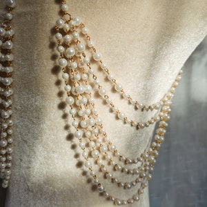 Chaîne de corps en perles, bijoux de corps de mariée, soutien-gorge de chaîne de corps de perles, soutien-gorge de colliers d'épaule, bijoux de corps de chaîne, cape de mariée, cape de perle image 6