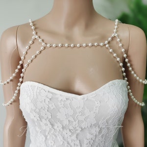 Handmade pearl shoulder necklace,bridal shoulder jewelry,Pearl necklace,Shoulder Necklaces,party jewelry