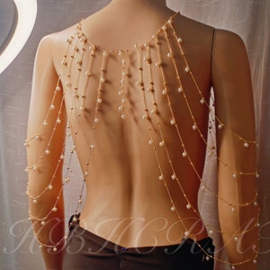 Handmade Pearl Body Chain: Bridal Shoulder Jewelry