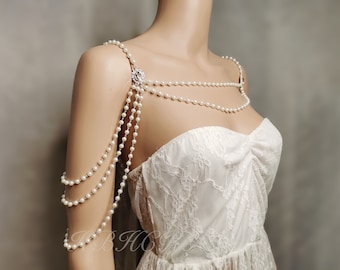 Rhinestone Pearl Bridal Shoulder Chain: Wedding Dress Jewelry