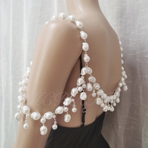 Handmade Baroque Pearl Shoulder Chain Necklace: Wedding Jewelry