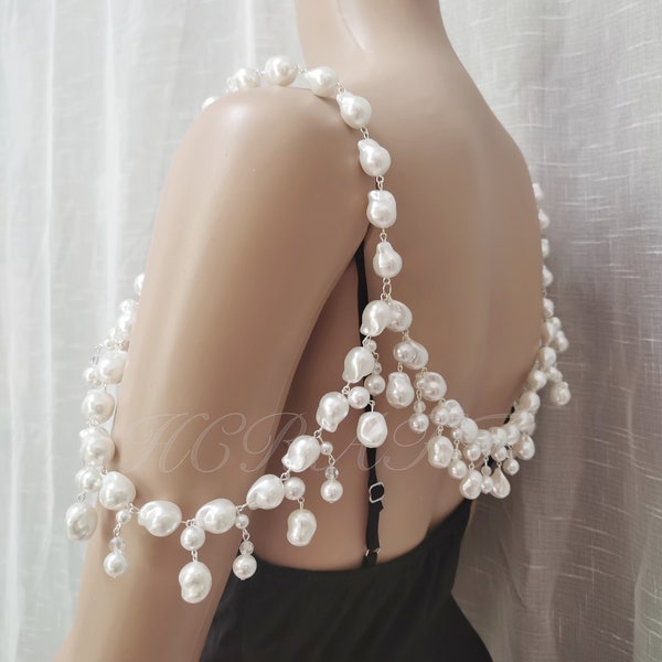 Baroque pearl necklace.Baroque pearls jewelry,Baroque pearl necklace unique,Baroque pearl shoulder Chain,wedding shoulder jewelry