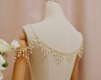 Pearl Bridal Shoulder Necklace: Gold Plated Wedding Jewelry