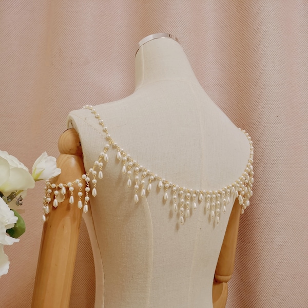 Bridal shoulder necklace,wedding shoulder chain ,pearl necklace,silver necklace,gold necklace shoulder jewelry,bridal necklace