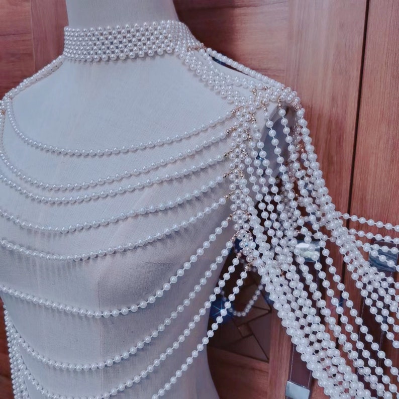 Handmade Pearl Body Chain With Sleevesbridal Body Etsy