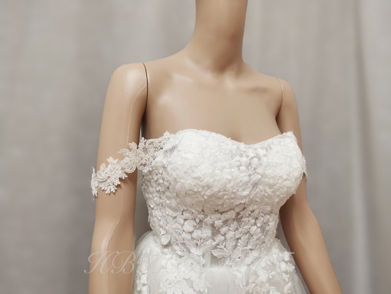 EMALZBY Detachable lace straps, wedding dress straps, lace bridal straps, Detachable Straps, bridal cap sleeve.boho bridal accessories image 3