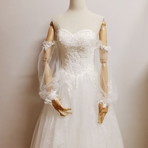 EMALZBY Detachable wedding sleeves,removable  lace sleeves,Detachable straps,boho bridal accessories