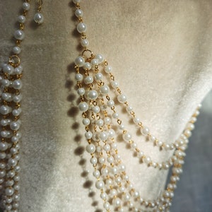 Chaîne de corps en perles, bijoux de corps de mariée, soutien-gorge de chaîne de corps de perles, soutien-gorge de colliers d'épaule, bijoux de corps de chaîne, cape de mariée, cape de perle image 7