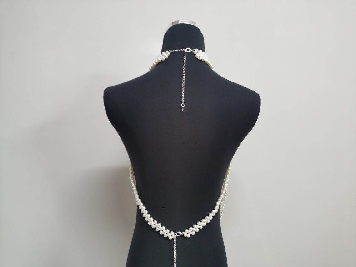 Pearl Body Chainbridal Body Jewelrypearl Body Chain Etsy