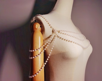 Strass parel schouderketting: bruidsjurksieraden