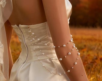 Perle Schulter und Rücken Kette: Braut Hochzeit Schmuck, barocke Perlenkette