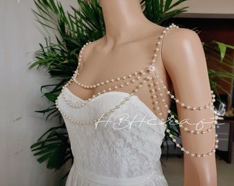 Rhinestone Pearl Bridal Shoulder Chain: Wedding Dress Jewelry