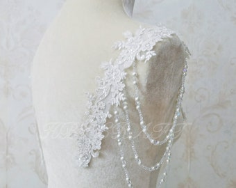 Detachable wedding sleeves,arm jewelry,Detachable straps,crystal pearl shoulder chain,fringe bracelet .boho bridal accessories