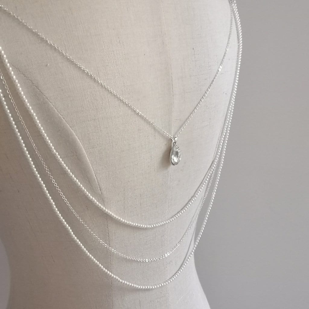 Crystal and Pearl Backdrop Necklace,backdrop Necklace,wedding Jewelry ...