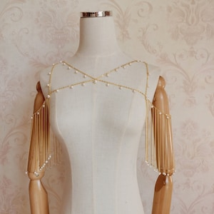 Pearl shoulder Chain,party shoulder jewelry,wedding shoulder jewelry ,dress jewelry,gold or silver shoulder chain,shoulder necklace