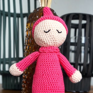 Crocheted doll pink - cuddly doll pink handmade - baby shower gift - new born gift - pink cuddly doll - children&#39;s toy doll