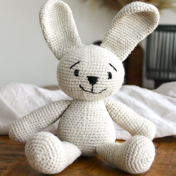 Beige konijn knuffel - amigurumi knuffel - konijn babyshower cadeau - gehaakte knuffel konijn newborn - handgemaakte knuffel beige konijn