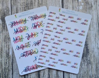Months of the Year Bullet Journal BuJo | Planner sticker sheets | Diary Stickers | Organisation stickers |