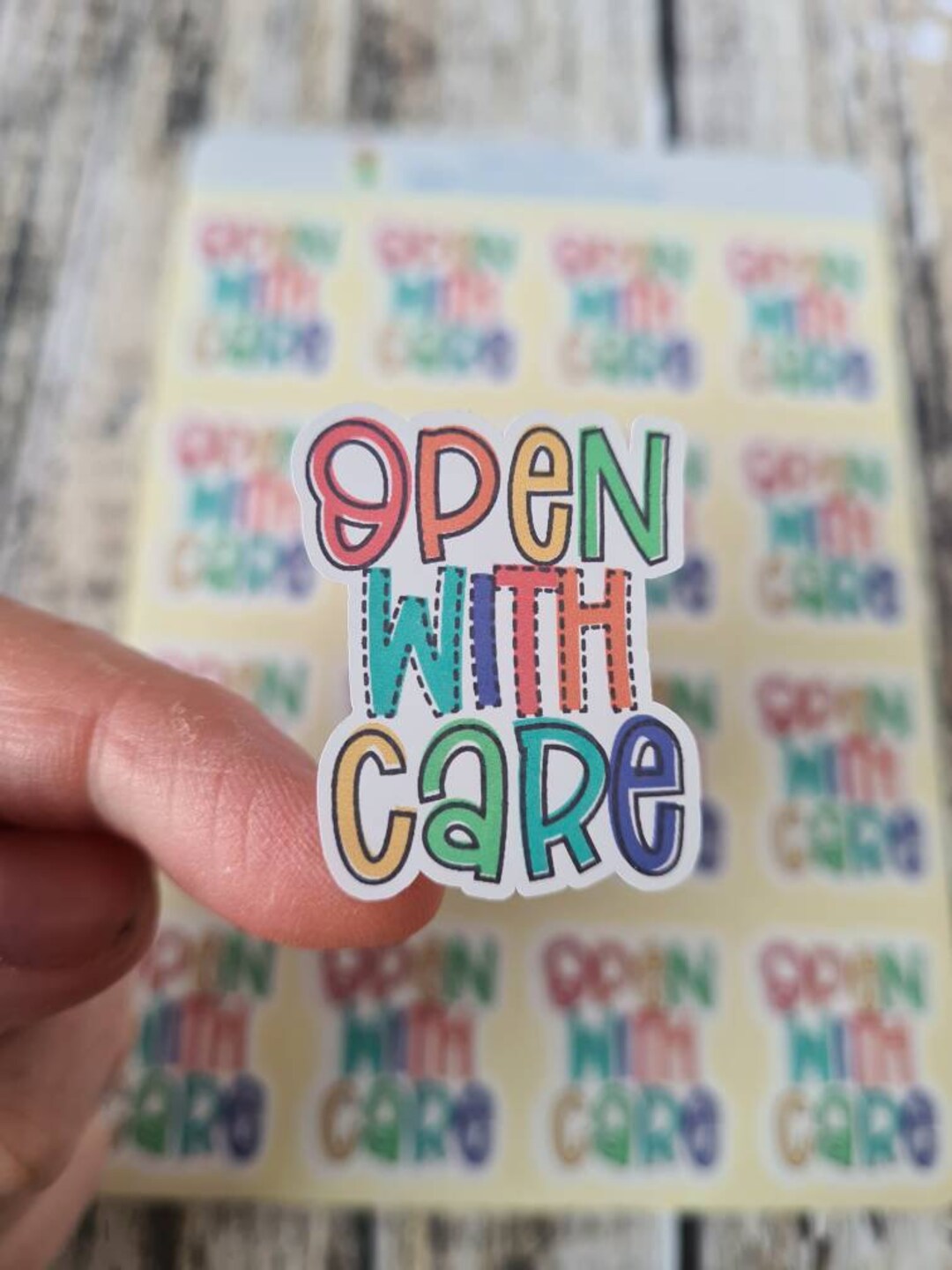 Open With Care Sticker Packaging Sticker Small Business - Etsy UK