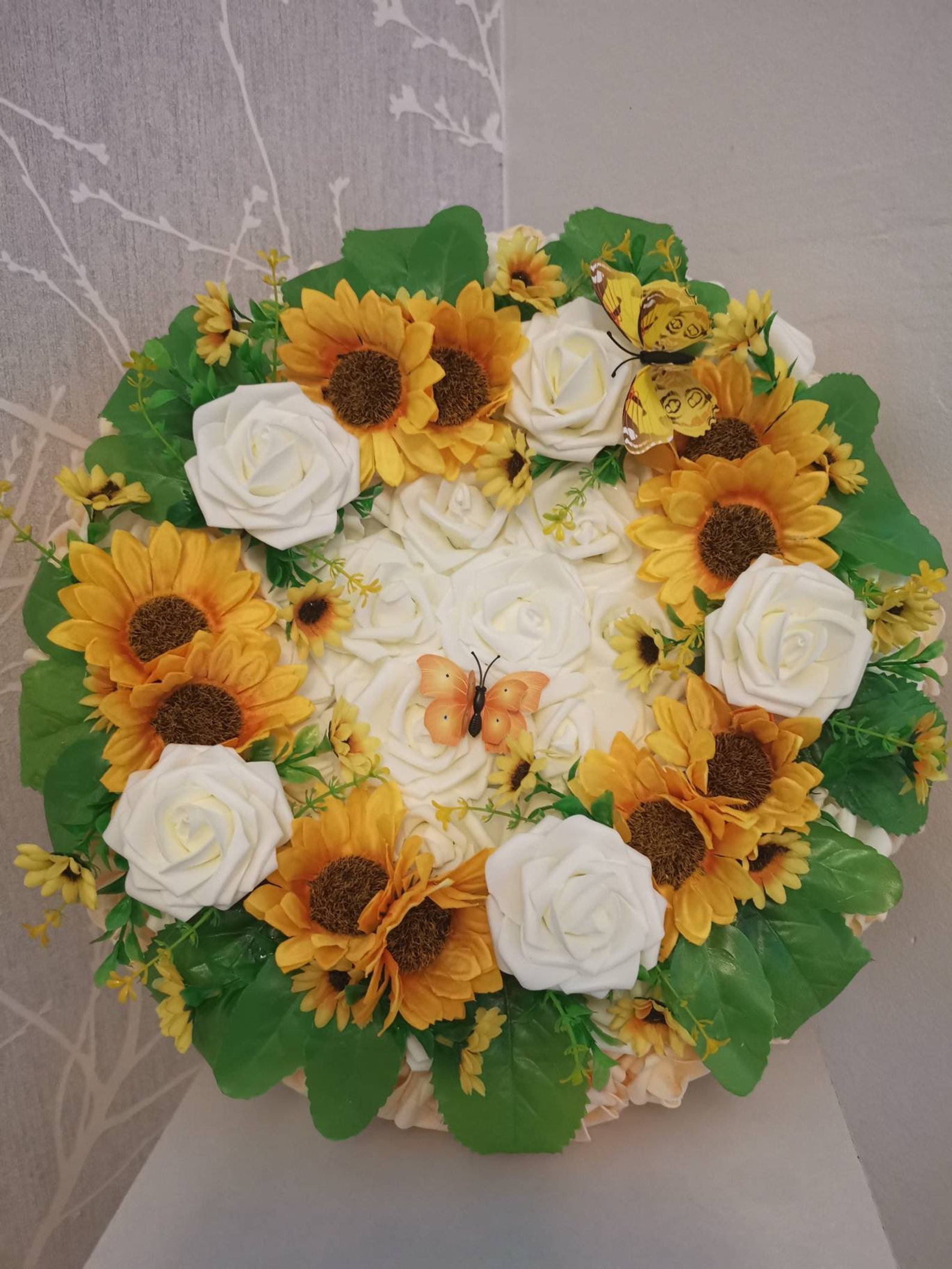 Artificial sunflower funeral wreath cemetery flowers in Etsy