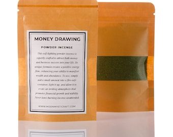 Incienso en polvo autoiluminado Money - 15 g - Incienso autoiluminado para rituales y uso espiritual