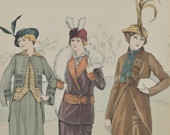 Impresión original de moda femenina de &quot;La Mode Pratique&quot; 1914 No. 3