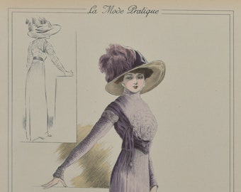 Original Ladies Fashion Print From "La Mode Pratique" 1909 No. 31