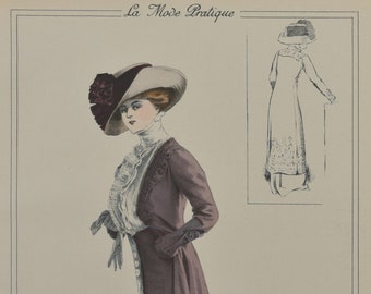 Original Ladies Fashion Print From "La Mode Pratique" 1909 No. 35