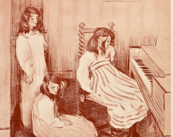 Original L'Estampe Moderne Print "Bouderie" by A. Muller 1898