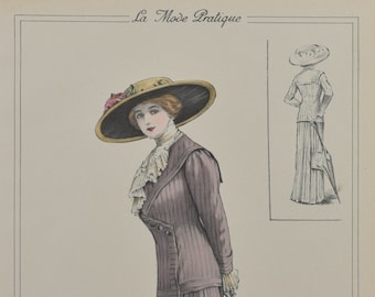 Impresión original de moda femenina de &quot;La Mode Pratique&quot; 1910 No. 26