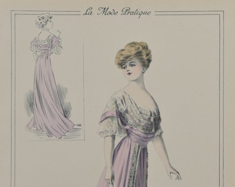 Impresión original de moda femenina de &quot;La Mode Pratique&quot; 1908 No. 9