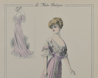 Original Ladies Fashion Print From "La Mode Pratique" 1908 No. 9