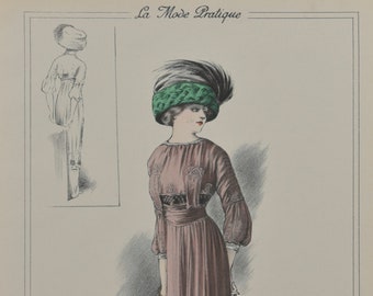 Original Ladies Fashion Print From "La Mode Pratique" 1910 No. 25