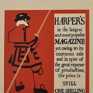 Original 19th C. Print Les Maitres de L&#39;Affiche - Harpers Magazine - Antique Lithograph  - Adverstising Poster