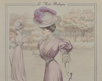 Impresión original de moda femenina de &quot;La Mode Pratique&quot; 1906 No. 40