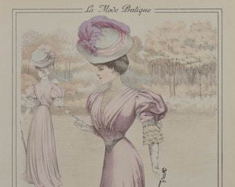 Original Ladies Fashion Print From "La Mode Pratique" 1906 No. 40