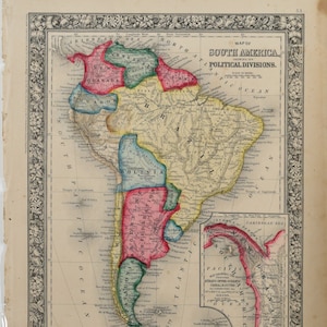 Landkarte aus Mitchell's New General Atlas – Südamerika 1860