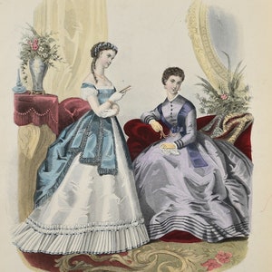 Ladies Fashion Print - &quot;La Mode Illustree&quot; 1868 No. 9