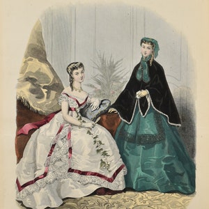 Ladies Fashion Print - &quot;La Mode Illustree&quot; 1868 No. 8