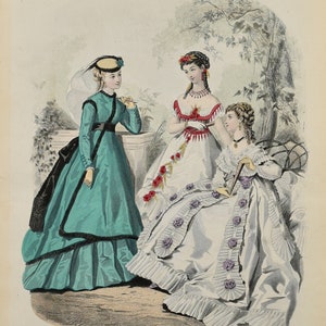 Ladies Fashion Print - &quot;La Mode Illustree&quot; 1868 No. 18
